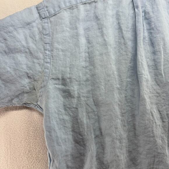 Vintage Ralph Lauren Shirt Men's large Linen Caldwell Loop Collar Camp Pony 90s - Picture 8 of 11